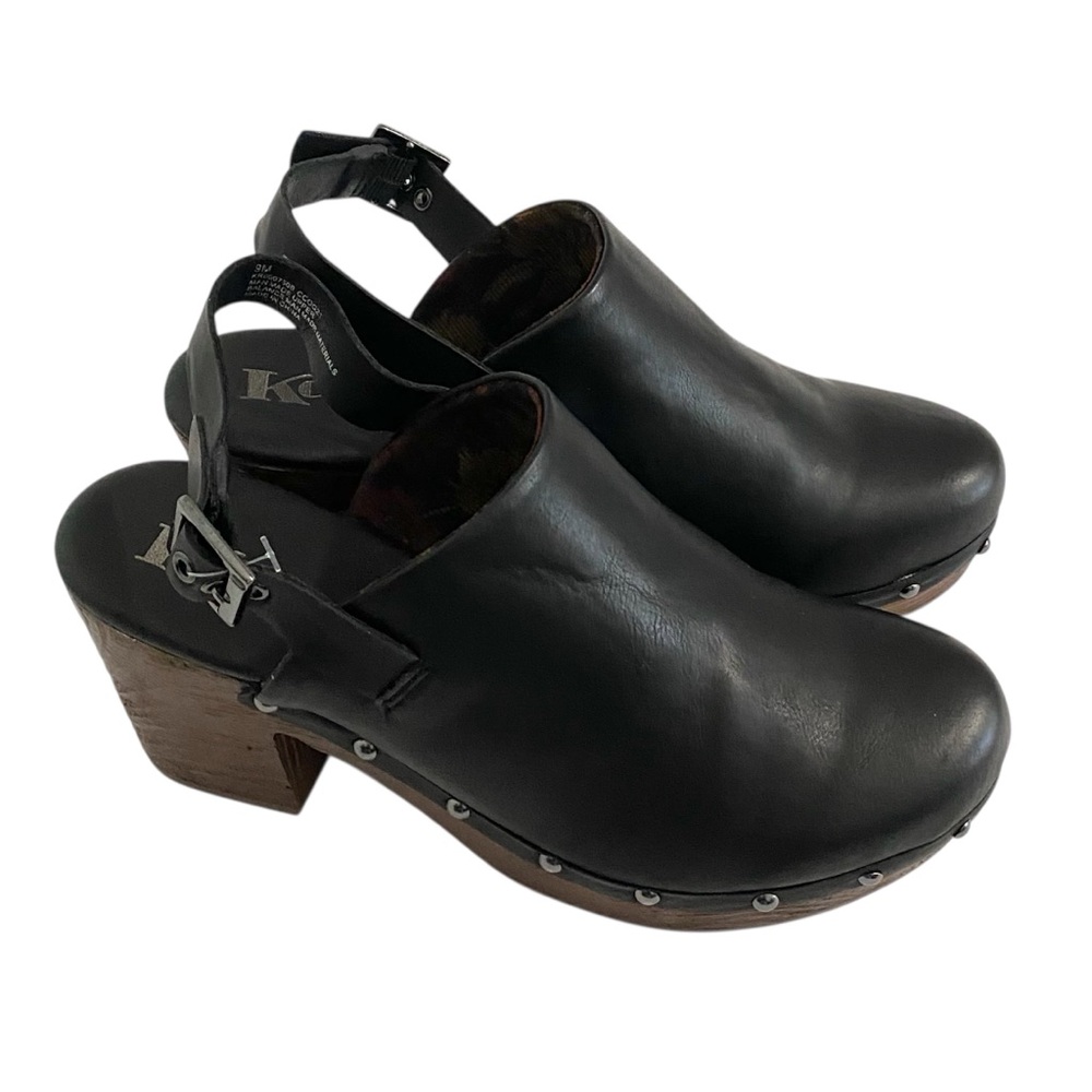 Kork-Ease Korks New Slingback Heel Clogs Black Studded Size 9 Vegan Leather - Picture 8 of 14